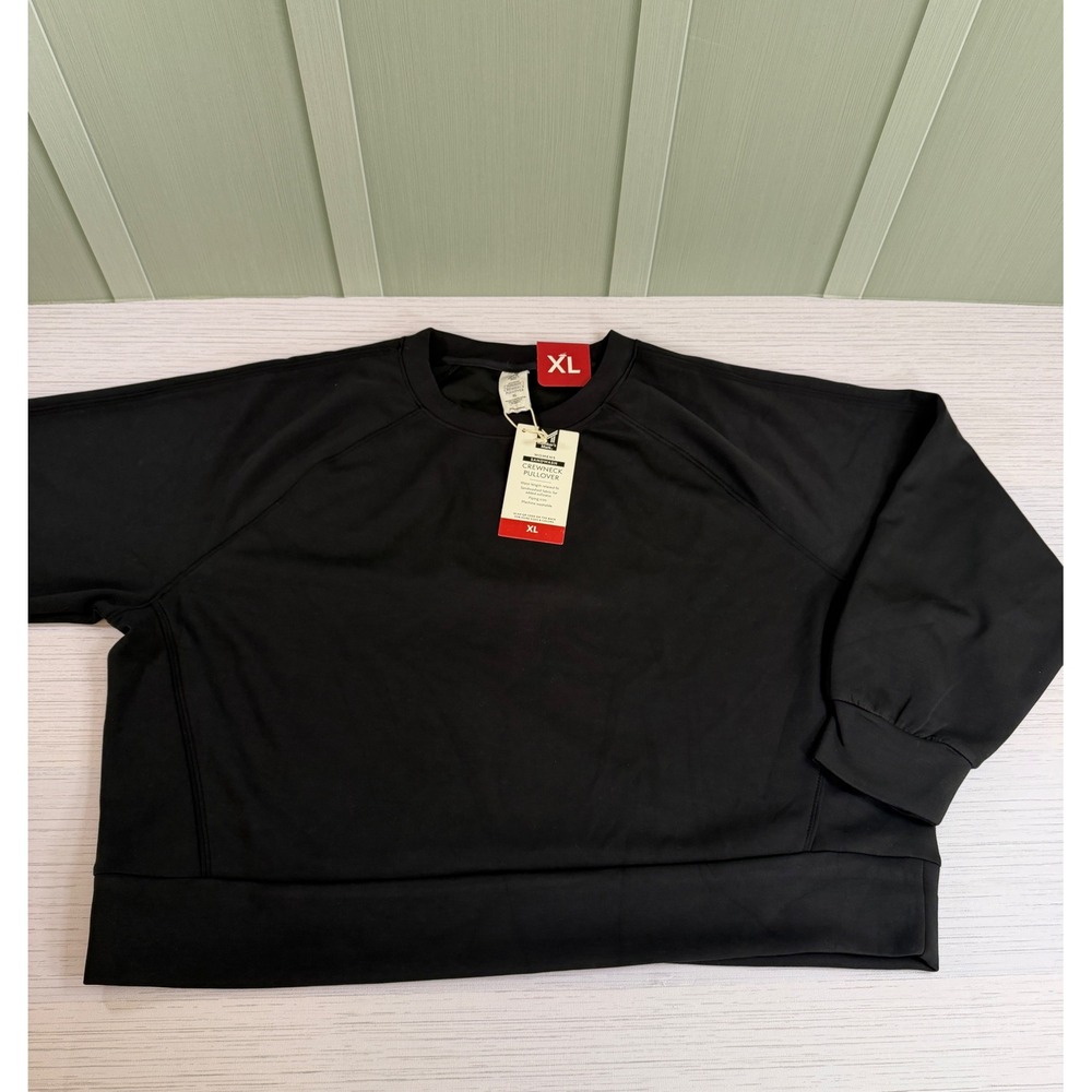 Member's Mark Womens XL Sandwash Crewneck Pullover Black Relaxed Fit